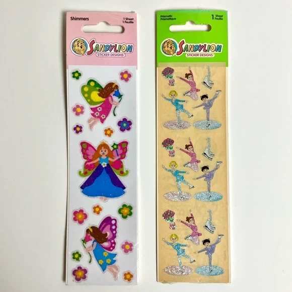 Vintage Sandylion Sticker Shimmers Fairies & Pismatic Figure Ice Skating SEALED - Picture 3 of 11